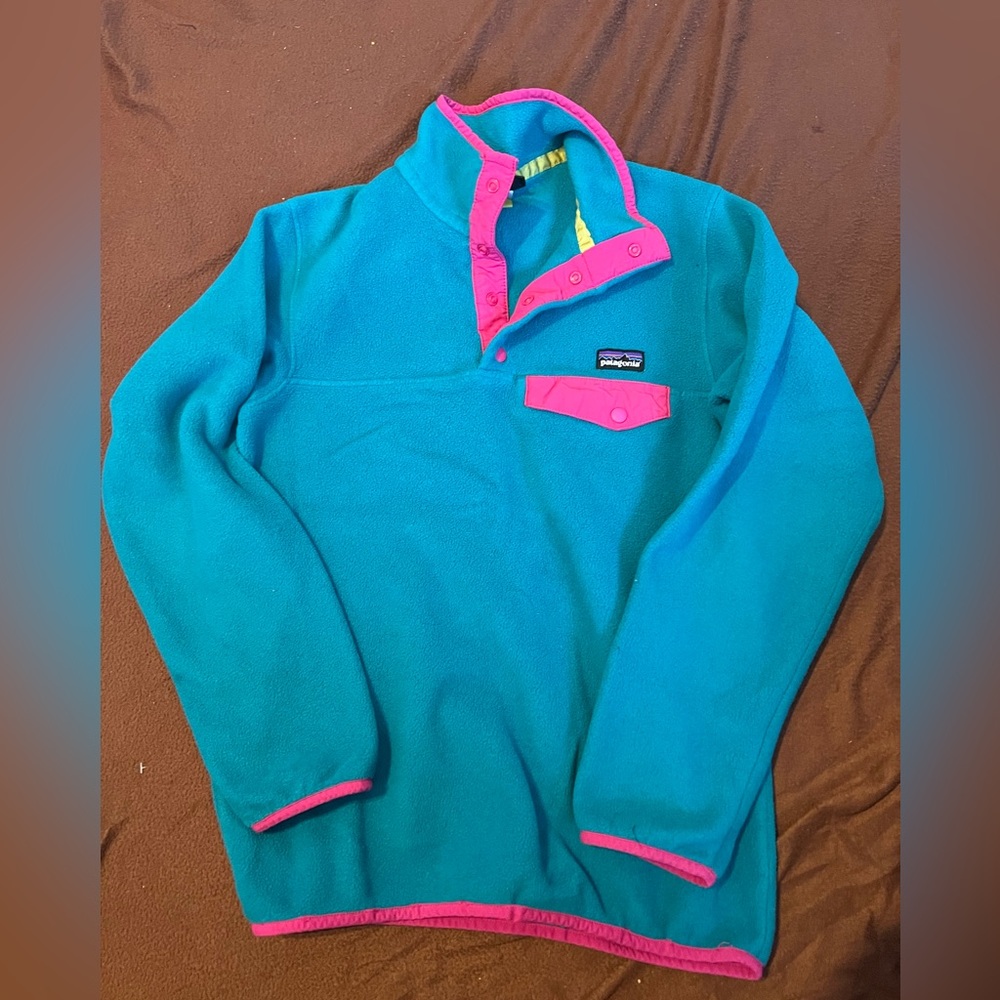 Patagonia Synchilla Snap-T pullover Women's XS teal and pink